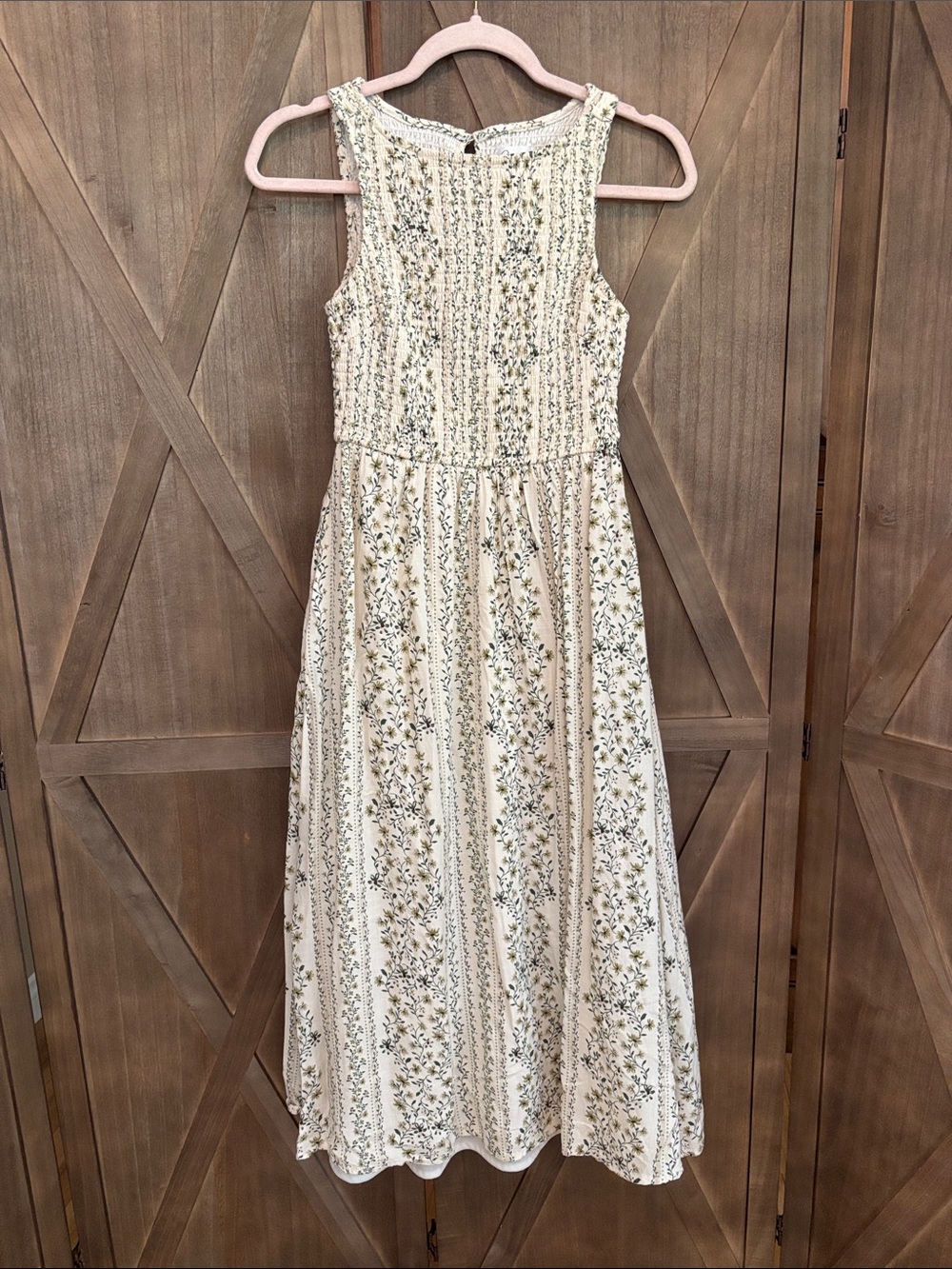 Japna XS Sleeveless Floral Midi Dress in Cream